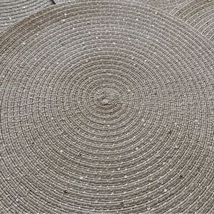 Pottery Barn Round Sequin Straw Placemat Set of 4 - Neutral Beige